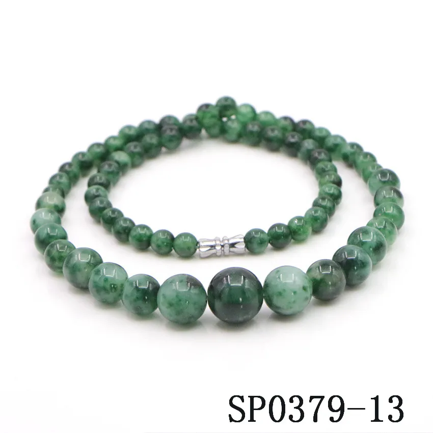 Natural Stone 6-14mm Emeralds Jaspers Round Bead Necklace Fashion Charm Jewelry Woman Girl Christmas Gift Wholesale Price 18inch | Украшения