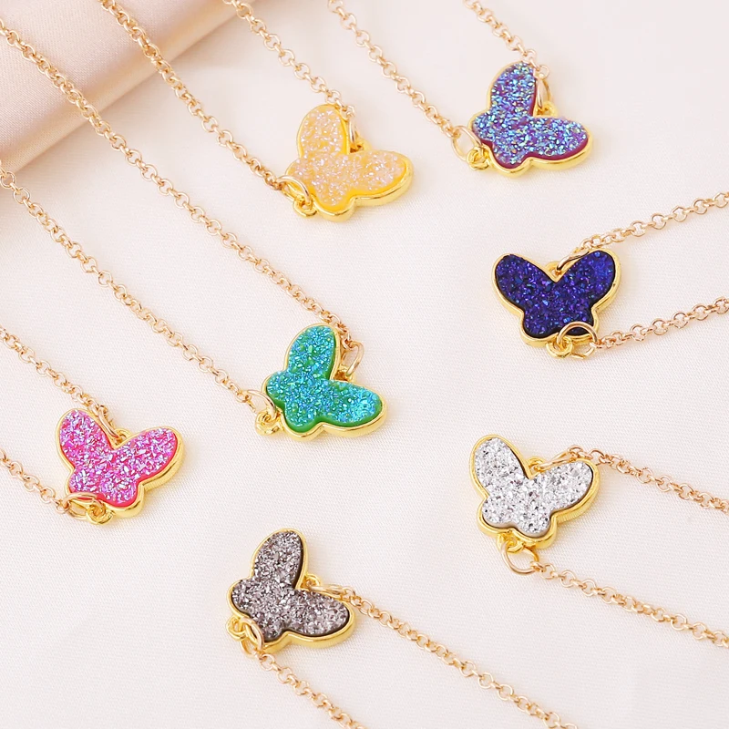 

Retro Multicolor Acrylic Butterfly Necklace For Women Fashion Trend Necklace