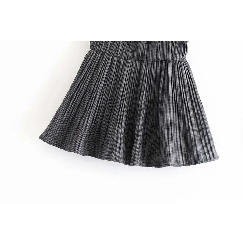 Fashion Za Fashion Elastic Waist A Line Streetwear Ladies Skirts Vintage Chic Plaid Pleated Casual Faldas Skirt