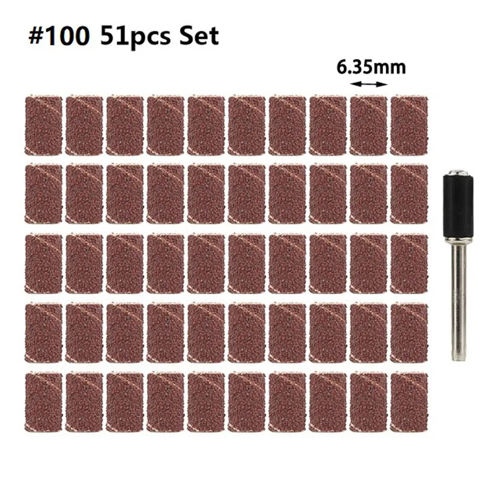 1 Set Sanding Drum Kit 6.35/12.7mm Carborundum For Metal Surface Cleaning