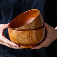 natural wood bowl wooden tableware japanese style salad rice bowl dinnerware kitchen utensils sets dishes handmade food contain