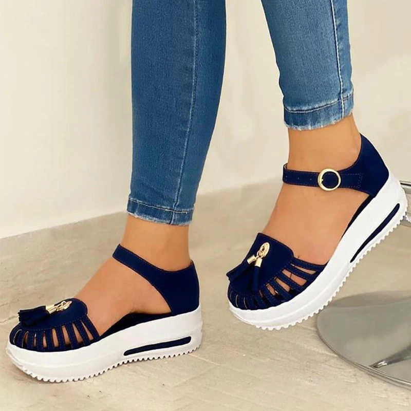 

Summer Sandals Women Shoes Platform Hollow Out Round Toe Beach Flat Sandals Buckle Strap Ladies Gladiator Causal Sandals 2022