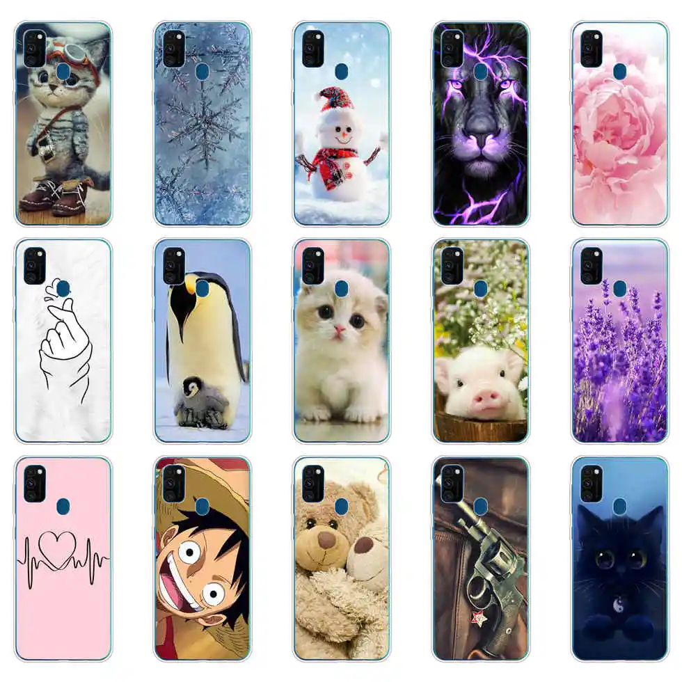 Чехол для Samsung M30S силиконовый мягкий чехол из ТПУ телефона Galaxy Case m30s M 30S милый кот