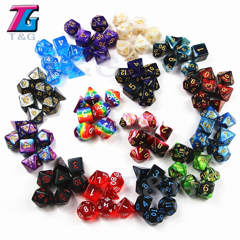 105 многогранные кости радуга 15 комплектов в комплекте с бархатной сумкой D4 D6 D8 D10 %
