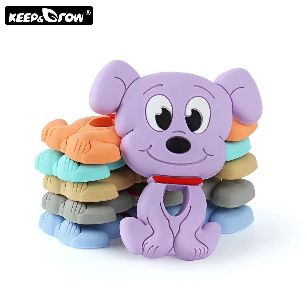 Keep& Grow 1 шт. мультфильм собака силиконовый Прорезыватель для зубов пищевой грызун Детские Прорезиненные прорезиненное Силиконовое ожерелье для прорезывания зубов бусины игрушки для кормления