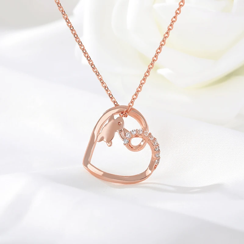 

Crystal Heart Rabbit Necklace For Women Animal Pendant Necklace Romantic Couple Jewelry Children's Day Christmas Gift for Girls