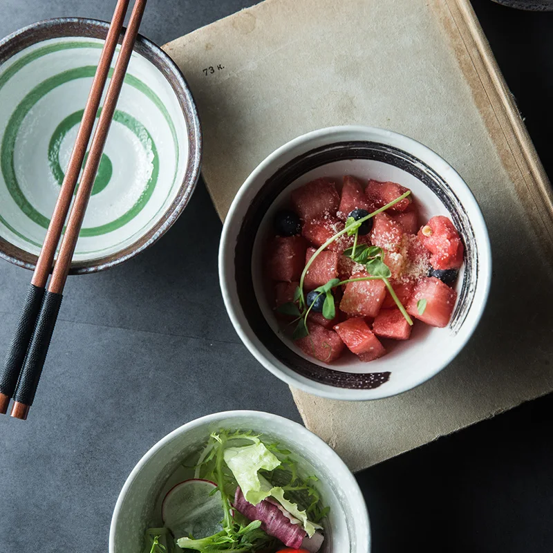 

FANCITY Creative personality Japanese hand-painted ceramic tableware shaped porcelain bowl rice bowl eating bowl rice bowl soup