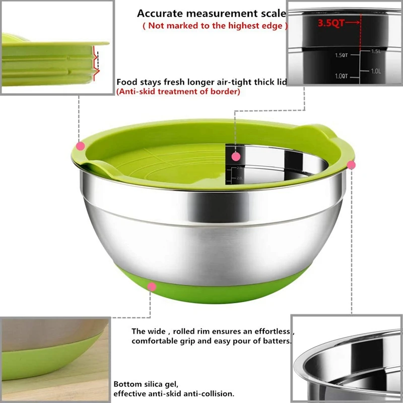 

2Pcs 155cm Aquarium Cleaning Brush & 7 Pcs Stainless Steel Mixing Bowls with Non-Slip Silicone Bottom and Lids