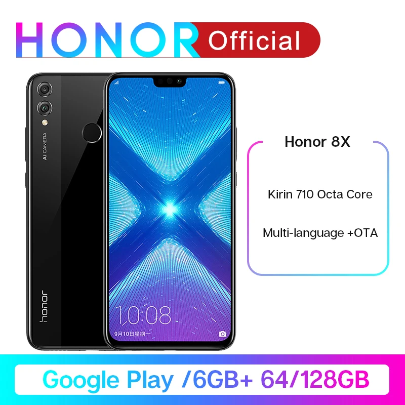 Gloogle Play Honor 8X8 X смартфон 6G ram 64G/128G Goolge Kirin 710 Octa Core 6 5 'ཐMP двойная задняя камера