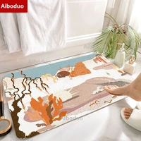 aiboduo underwater world non slip cozy living room floor mat bath mat home decoration for family bedroom bathroom pink carpet