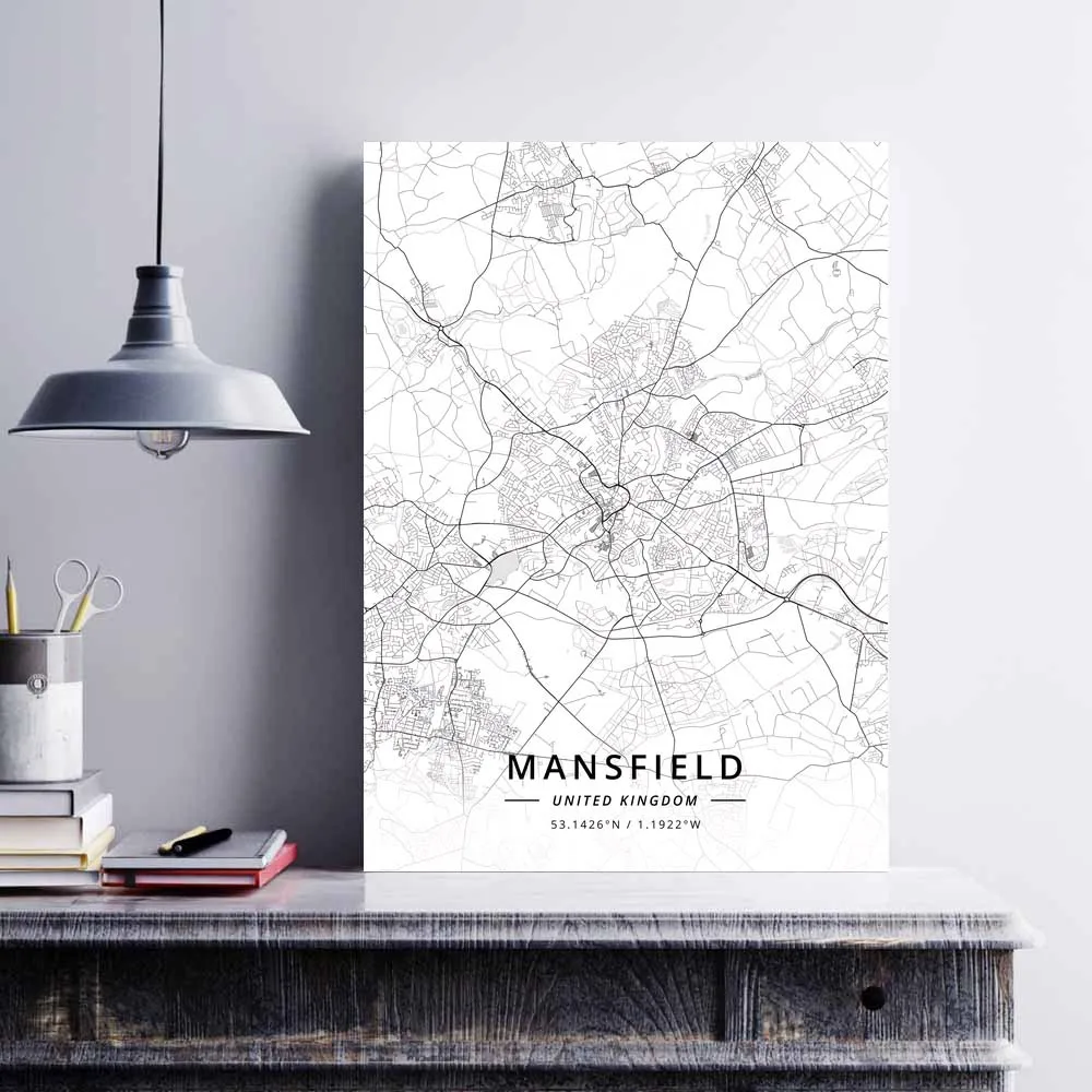 Лондон Лутон Манчестер Мэнсфилд Миддлсбро Милтон-Кинс Нортгемптон Норвич Ноттингем Оксфорд United Kingdom Map Poster