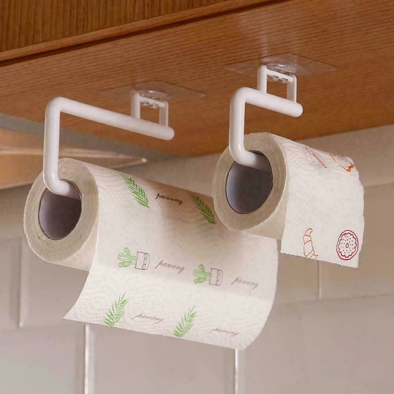 

Kitchen Paper Roll Holder Punch Free Towel Holder Fresh Film Storage Rack Bar Cabinet Rag Hanging Holder Toilet Paper Holder