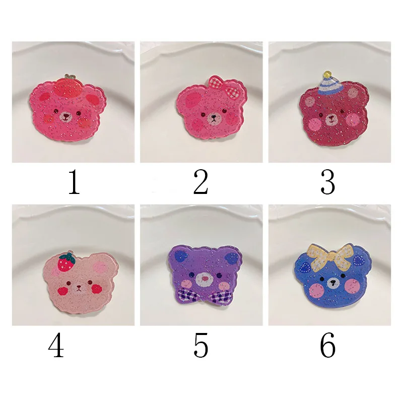 

6 Colors Acrylic Animal Bear Flower Hair Clips Girl Kids Hair Pins Kids Hair Accessories