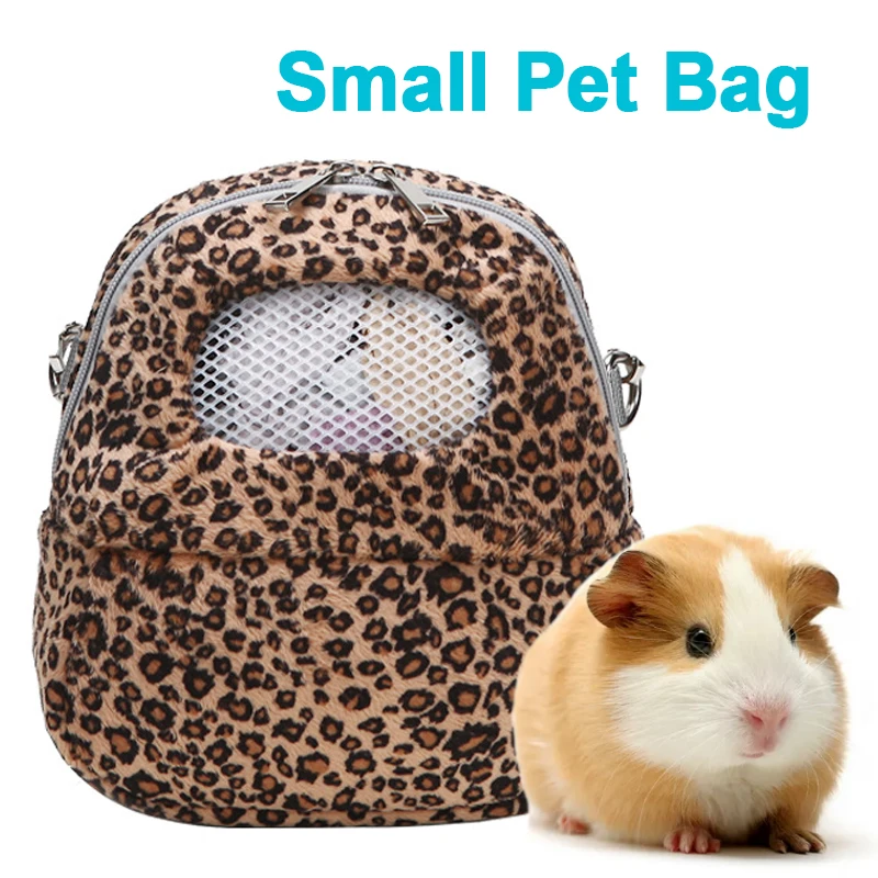 

Fashion Leopard Small Pet Carrier Rabbit Cage Breathable Hamster Chinchilla Travel Warm Bags Cages Guinea Pig Carry Pouch Bag