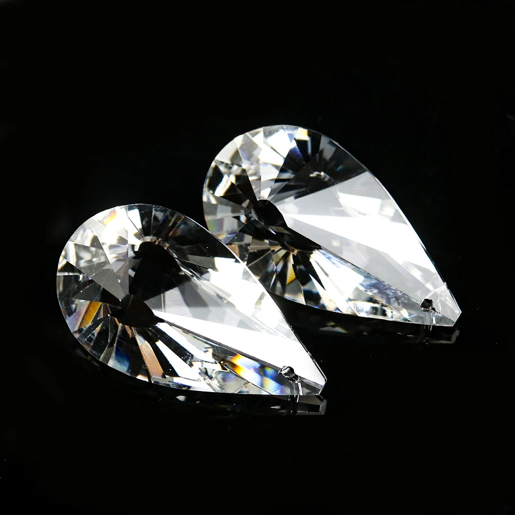 

50mm Ox Horn Crystal Pendant Lamp Part Suncatcher Crystal Prisms Clear Tear Drop Accessories for Chandeliers DIY Wedding Decor