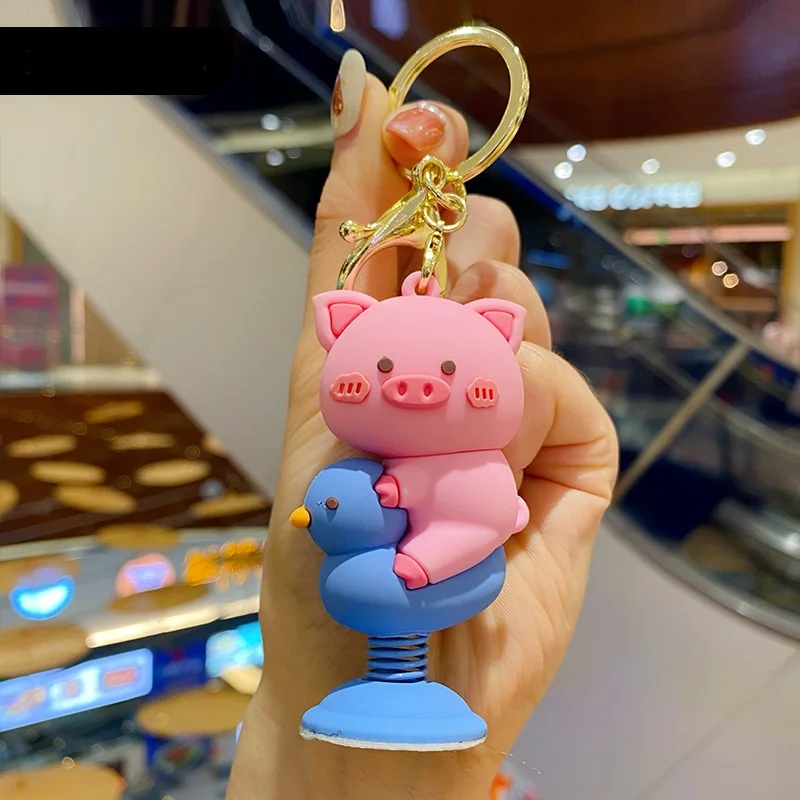 

2021 New Cute Silicone Animal Spring Washer Key Chains Christmas Girl's Birthday Gift Key Ring Keychain That Brings Good Luck