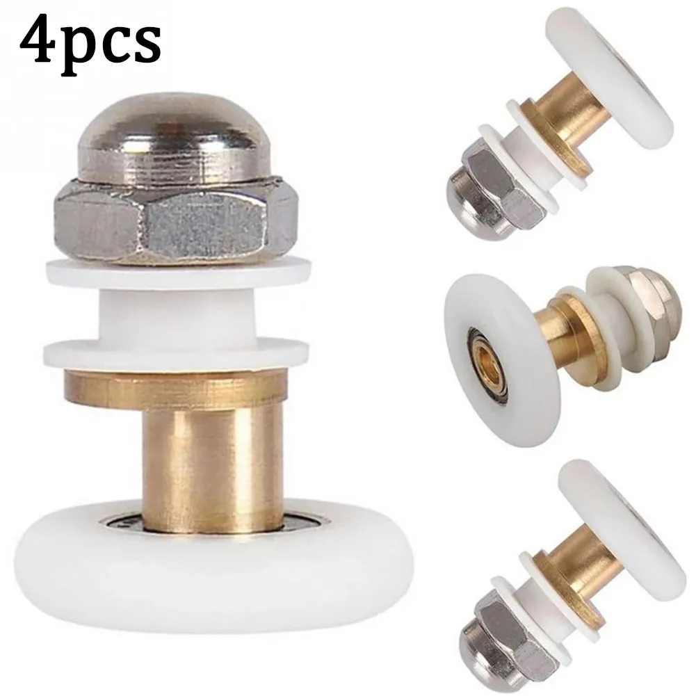 

4Pcs Durable Shower Door Nylon Copper Rollers Rooms Cabins Pulley Shower Room Roller /Runners/Wheels/Pulleys 20/23/25/27MM