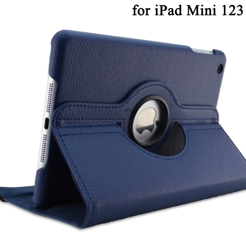 Вращающийся на 360 градусов чехол-подставка для iPad Mini 1 2 3 чехол из искусственной кожи умный флип-чехол для Funda iPad Mini чехол для сна/пробуждения - Цвет: dark blue mini 1 2 3