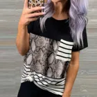 Футболка женская с принтом змеиной кожи, модный пикантный Топ в стиле Харадзюку, с круглым вырезом и коротким рукавом, Повседневная рубашка