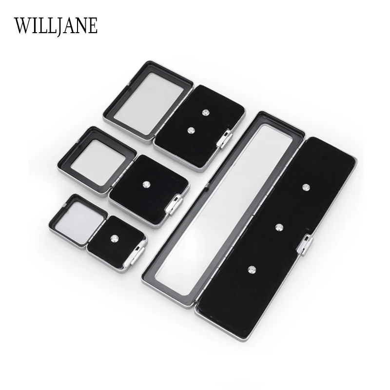 Metal Loose Diamond Jewelry Storage Box Slide Buckle Gemstones Display Organizer Case Glass Cover Jewellery Beads Gem Stone Jar images - 6