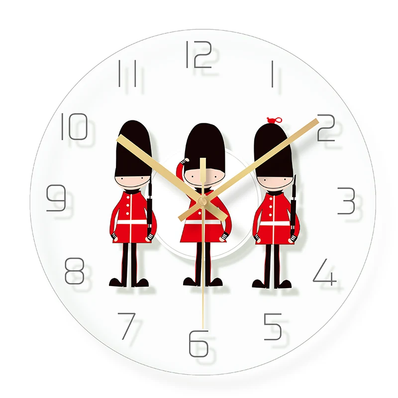 Милые скандинавские настенные часы с мультипликационным принтом бесшумные