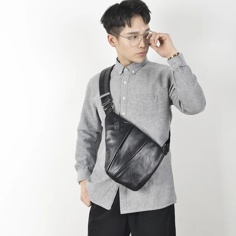 Мужские Водонепроницаемые нагрудные сумки из ПУ кожи Мужская тактическая