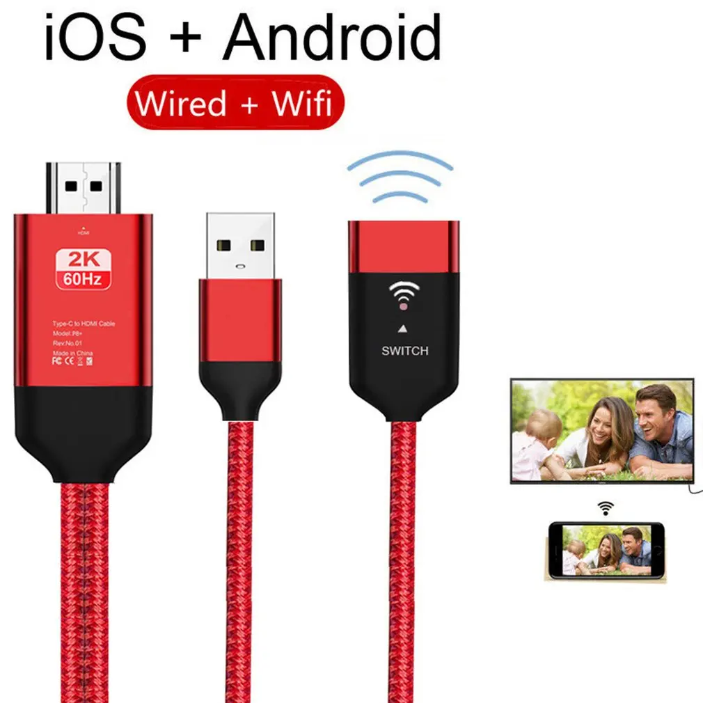 Usb Женский 2 в 1 Hdtv беспроводной Hdmi видео дисплей кабель адаптер для Iphone Samsung Xiaomi