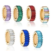 simple color square zircon ring fashion artificial stone index finger ring for women girls