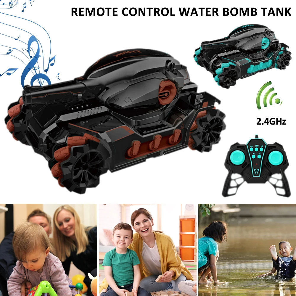

Large Tank 4wd 2.4g Rc Cars Water Car Childrens Shooting Competitive Multifunctional Off-road Remote Control Model Toy Gift Pump