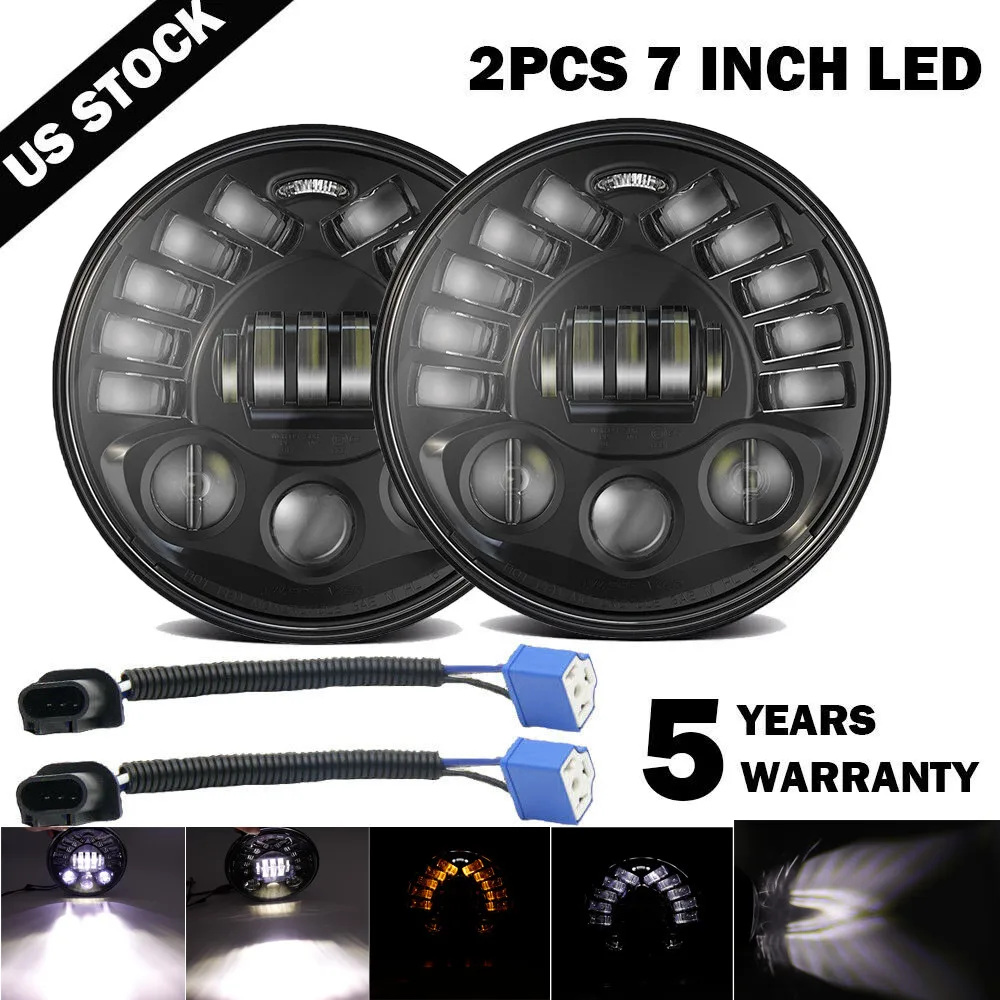 

1 шт. 7 дюймов черные светодиодсветодиодный фары высокий и низкий свет для мотоцикла проекционные фары 500 Вт 6000K/300K 10-60 в DC H4 к адаптеру H13