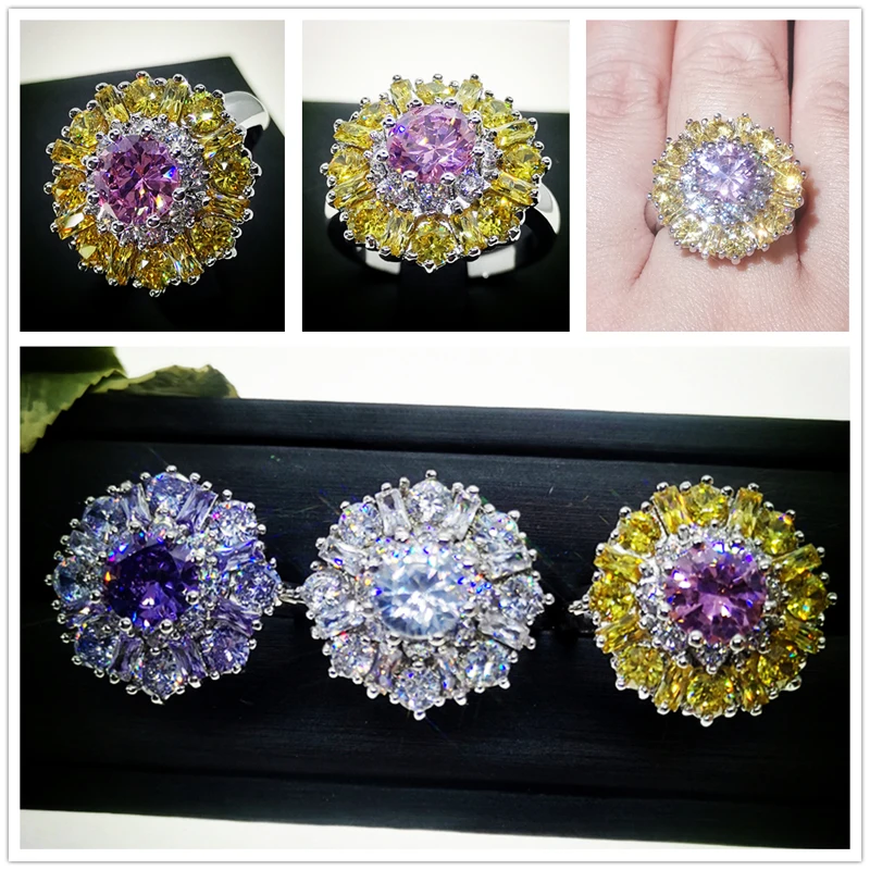 Женское кольцо с фиолетовым турмалином и белым фианитом Размеры 7 8 9 10 11 12|ring size|ring