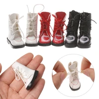 1pair mini pu leather boots heart bandage shoes for 16 doll toy accessories handmade cute doll shoes child toys birthday gifts