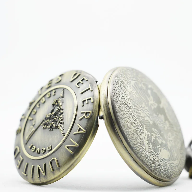 Никогда не забывайте историю Ветеран США бронзовые карманные часы в ретро стиле