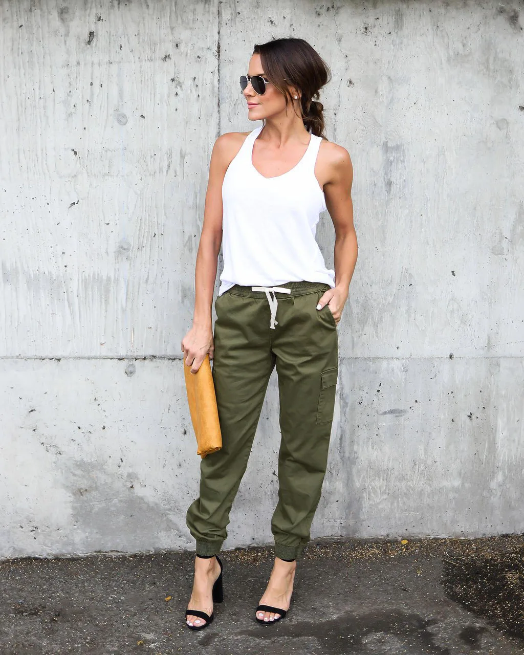 

Donsignet Women's Pants New Fashion Spring and Autumn Temperament Pure Color Casual Elastic Waist Tie Overalls Pants Women