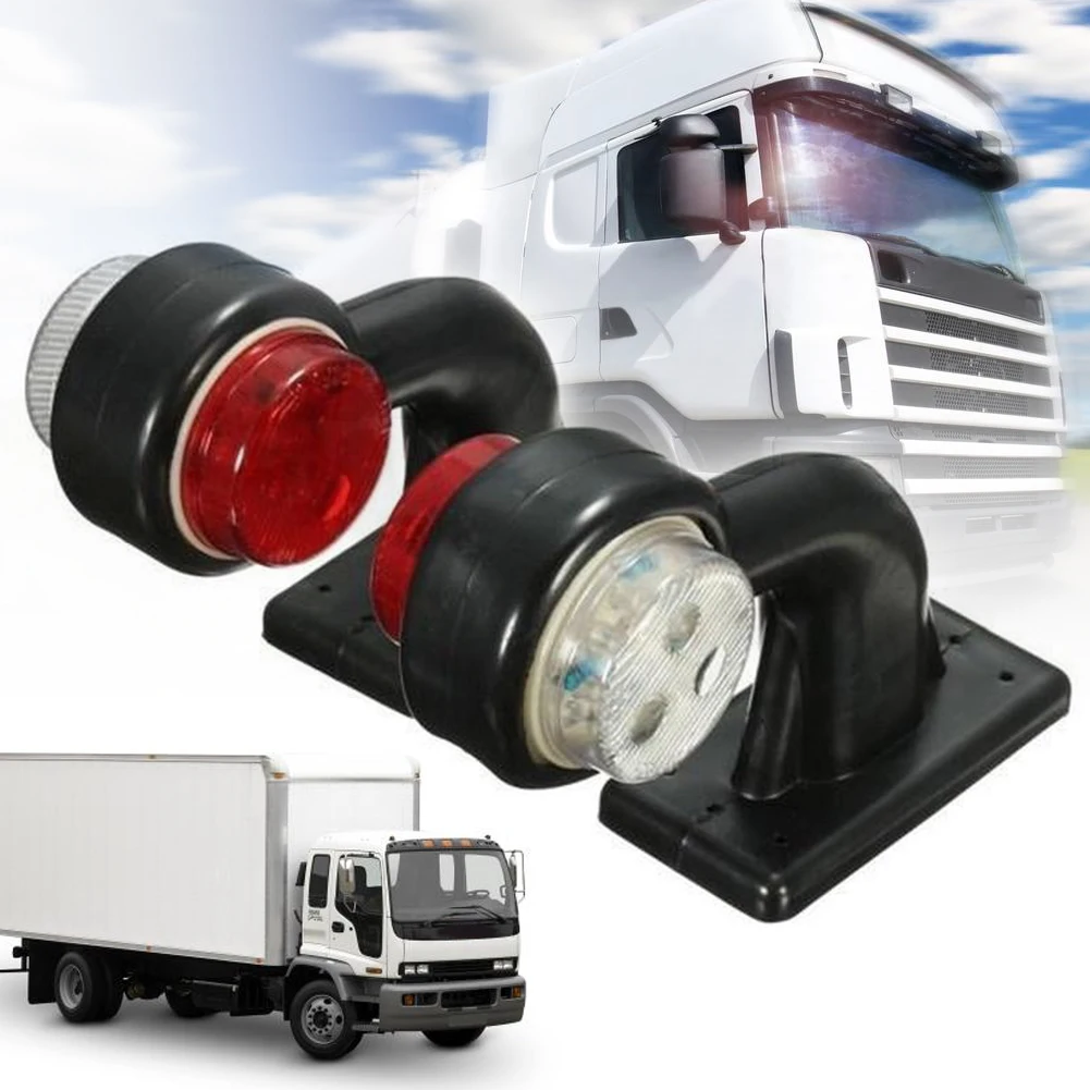 

1pair Accessories Replacement Side Marker Light Elbow Lamp 24V Trailer Small Warning Universal Easy Install Tail 12 LED Truck