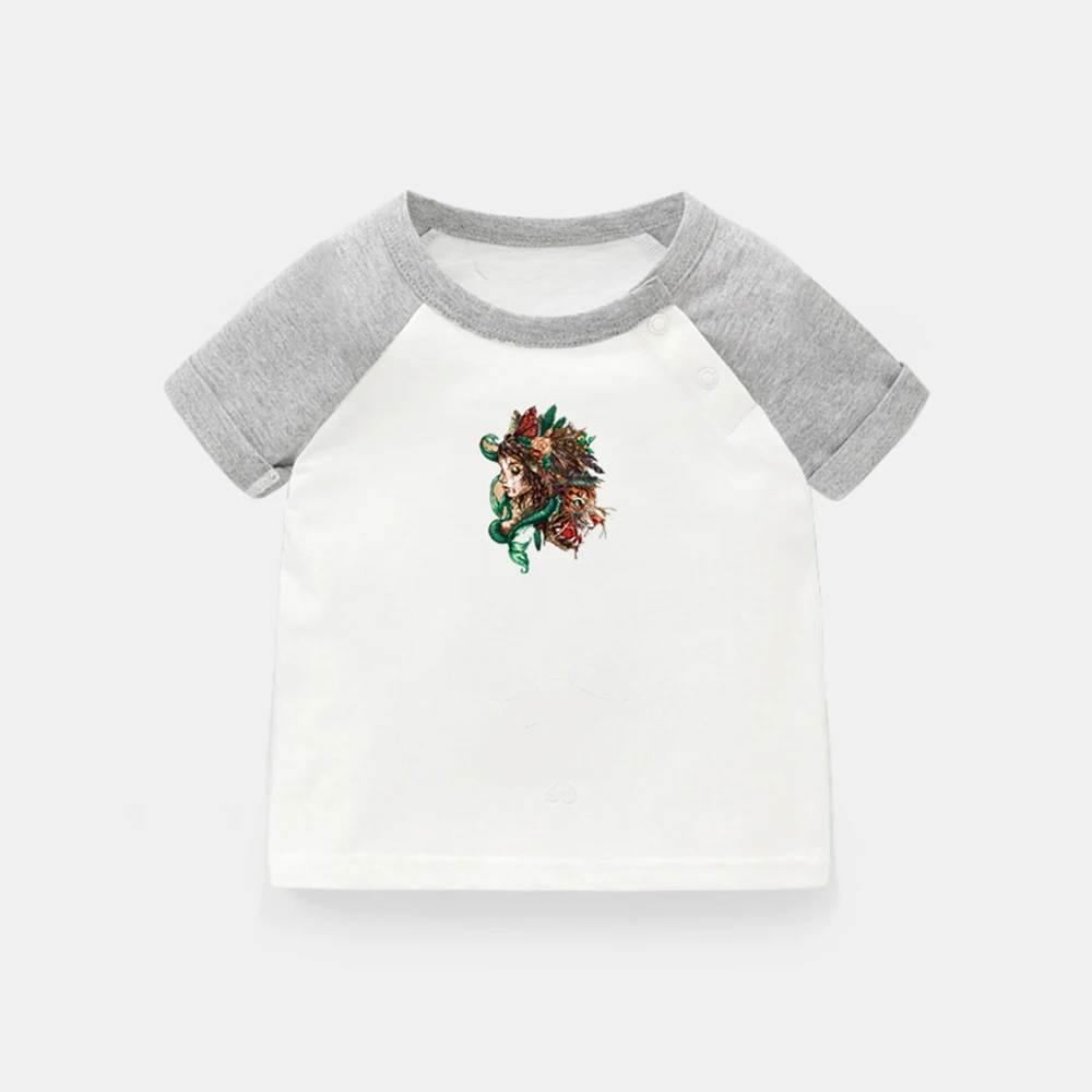 

Fairy Tale Miko and Fierce Tiger Design Newborn Baby T-shirts Flower Girl Printing Graphic Raglan Color Short Sleeve Tee Tops
