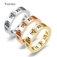 hot selling rose gold color jewelry stainless steel austrian crystals lettering stylish wedding rings