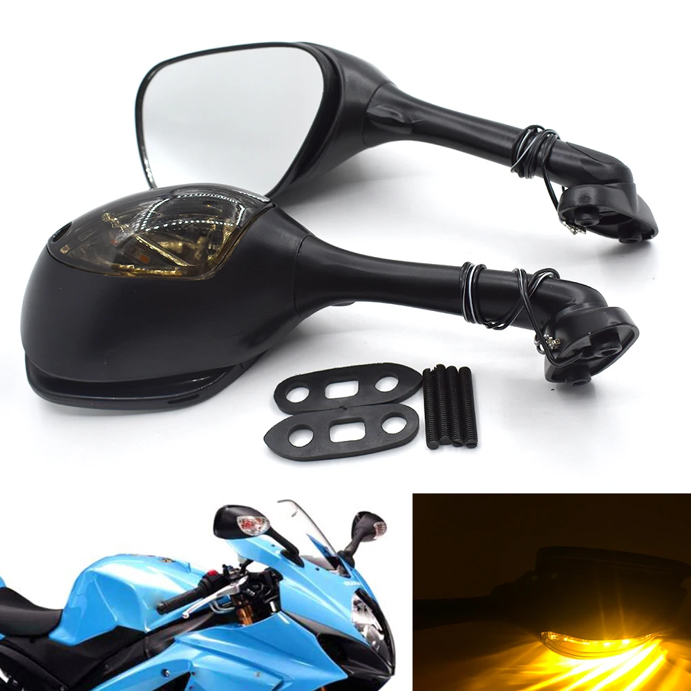 

Мотоциклетное боковое зеркало заднего вида светодиодный поворотник светильник для Suzuki GSXR600 GSXR 750 GSX-R 1000 SV650 SV1000 дымчатые линзы K6 K7 K8