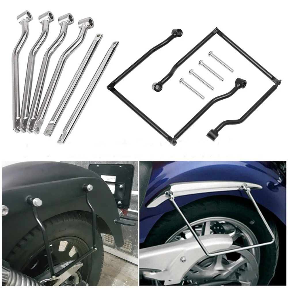 

Motorcycle Black Universal Saddle Bag Support Bars Mounts Bracket Side Luggage For Kawasaki Honda Yamaha Suzuki