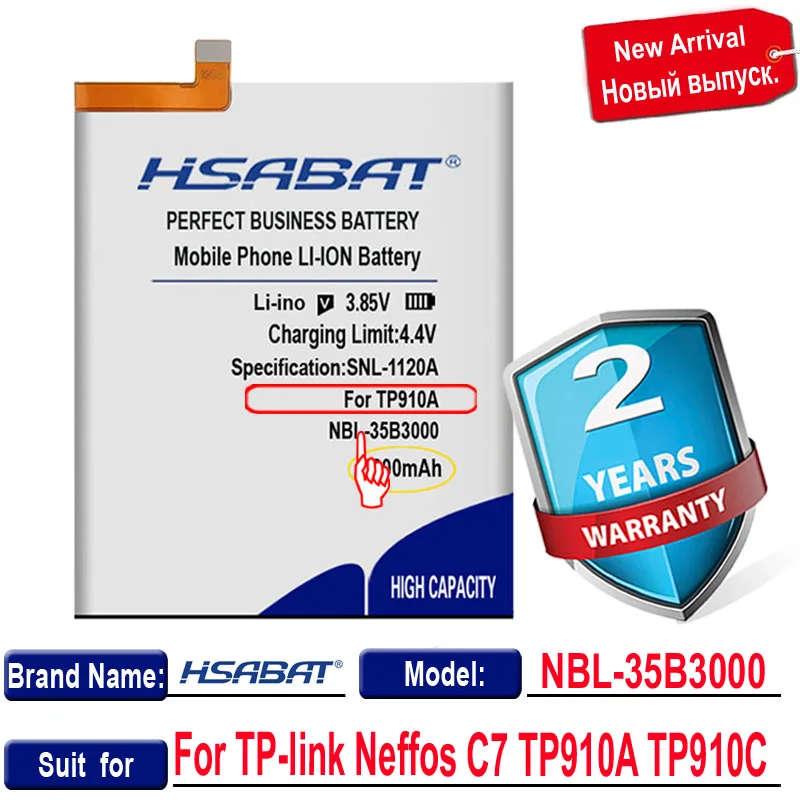 HSABAT 3800mAh NBL-35B3000 High Capacity Battery for TP-link Neffos C7 TP910A TP910C | Мобильные телефоны и аксессуары
