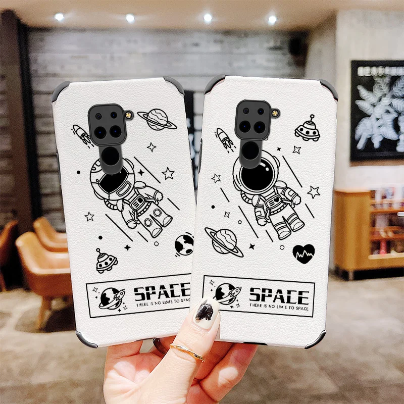 

Happy Astronaut Phone Case For Xiaomi Redmi 9 Note 9 8 7 Pro K40 K30 Pro Leather Cover