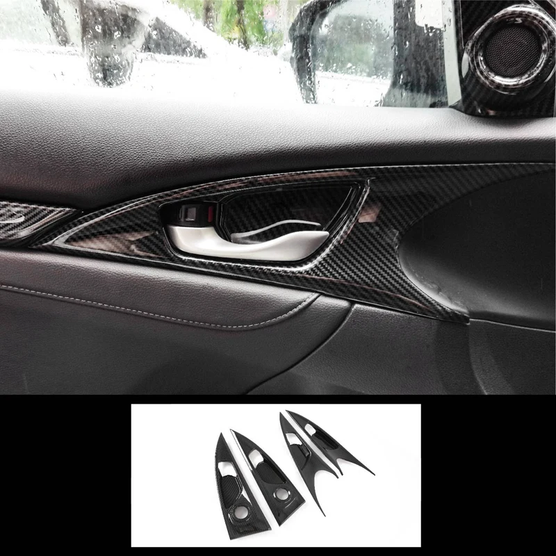 

Carbon Fiber Interior Mouldings Inner Door Handle Bowl Panel Cover Trim for Honda Civic Hatchback 2019-2020