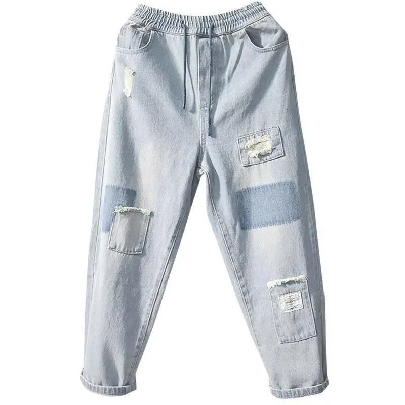

Женские рваные джинсы в стиле хип-хоп, брюки-карго, модные мешковатые джинсы в стиле ретро Харадзюку, крутые уличные женские брюки, уличная о...