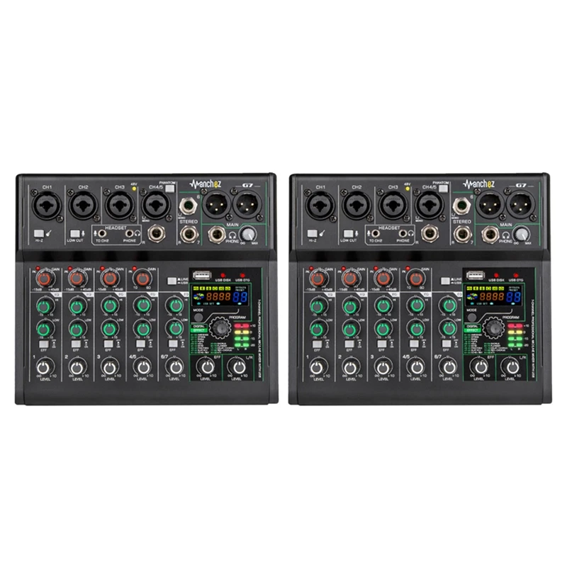 

G7 Sound Card Audio Mixer Sound Board Console Desk System Interface 7 Channel USB Bluetooth 88 Mixing Effects