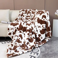 animal print blanket brown white double sided velvet cow pattern flannel fleece bed blanket bedspread soft warm fluffy blanket
