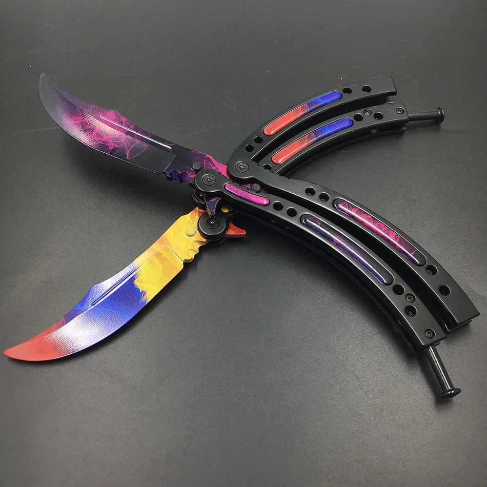 Butterfly Trainer Knife, Stainless Steel CS:GO Folding Practice Tool, No-Edge Butterfly Knife for Safe Training image 5