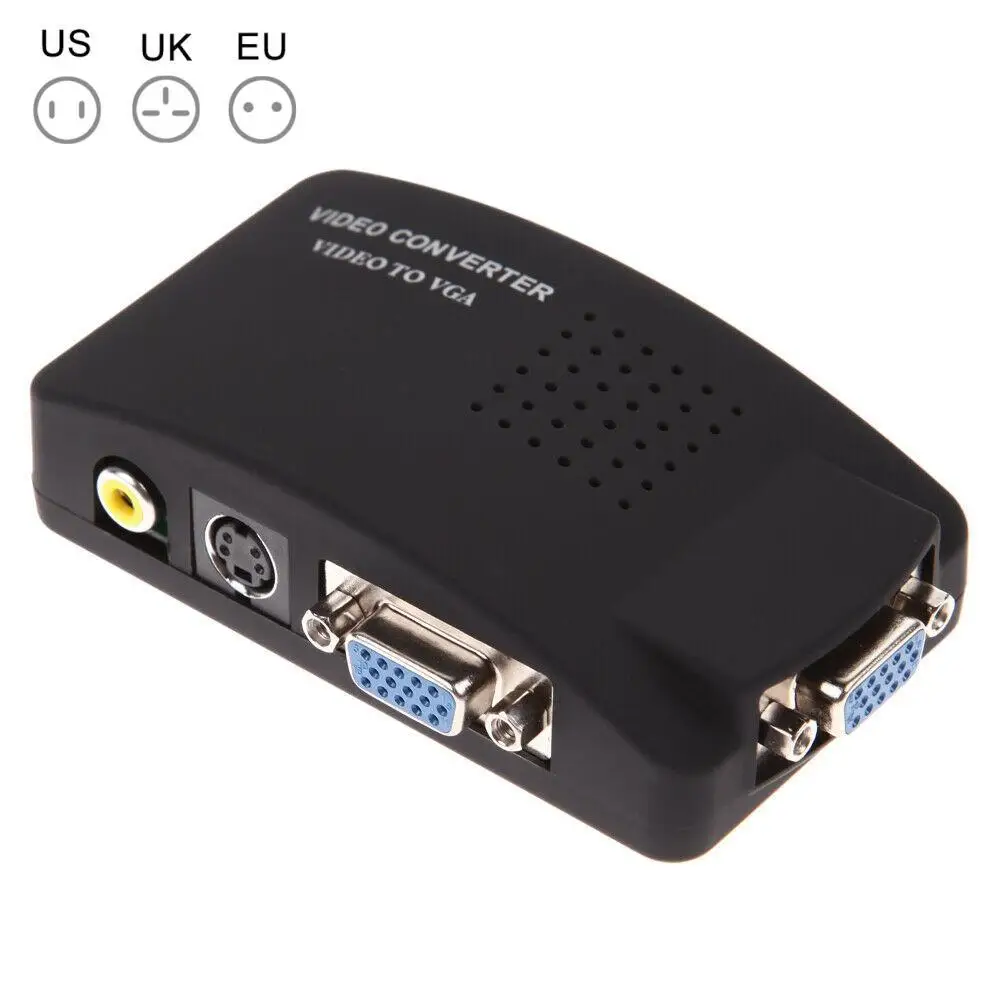 

AV to VGA Adapter RCA VGA Converter PC RCA Composite PC Output Input Switch to LCD Box Converter AV VGA S-Video W4C5