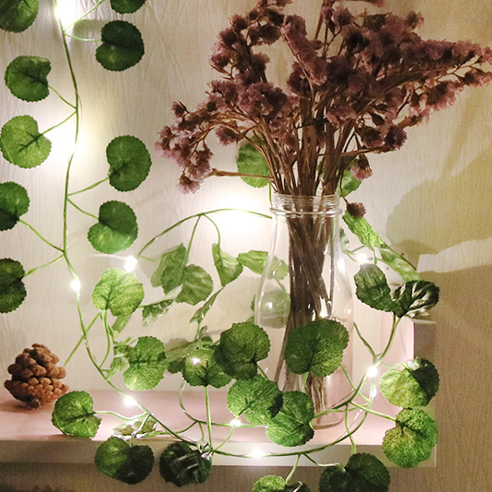 

25LED Fairy Rattan Lamp Chain Lights 2.2M Begonia Leaf String Light Garland for Wedding Decoration 2021 New