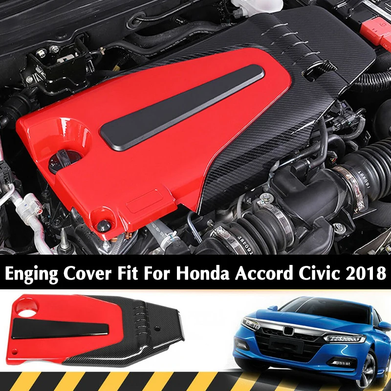 CITALL Carbon Fiber Style Car Engine Cover Bonnet Hood Fit for Honda Civic Accord 1.5L 2018
