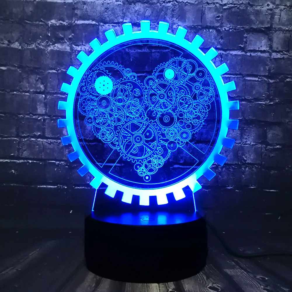 Новый инновационный гаджет Механическая Шестерня Любовь 3D светодиодный USB лампа